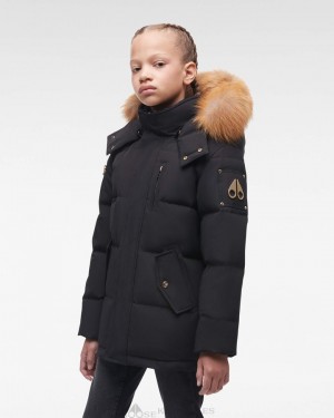 Kurtki Dziecięce Moose Knuckles Gold 3q Fur Czarne Złote | ZE3592718