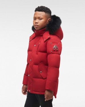 Kurtki Dziecięce Moose Knuckles Original 3q Fur Jasny Czerwone Czarne | VS1894620