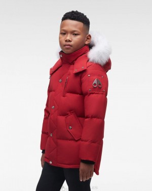 Kurtki Dziecięce Moose Knuckles Original 3q Fur Jasny Czerwone | JR7081359