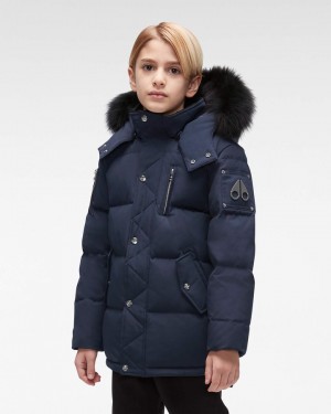 Kurtki Dziecięce Moose Knuckles Original 3q Fur Granatowe Czarne | SM8943176