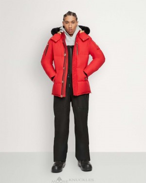 Kurtki Męskie Moose Knuckles Gold 3q Jacket Shearling Czerwone Czarne | HL1486057