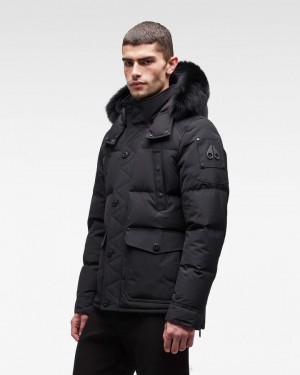 Kurtki Męskie Moose Knuckles Onyx Round Island Jacket Czarne Czarne | VK2891530