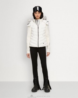 Lightweights Damskie Moose Knuckles Valencia Hybrid Knit Shearling Milky Way / Natural Shearling | TP3475962