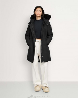 Parkas Damskie Moose Knuckles Cloud Parka Shearling Czarne Czarne | ZD0497512