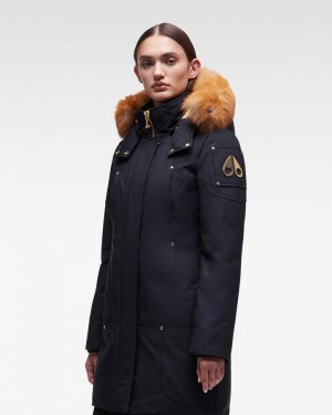 Parkas Damskie Moose Knuckles Gold Stirling Parka Fur Granatowe Złote | US5146298