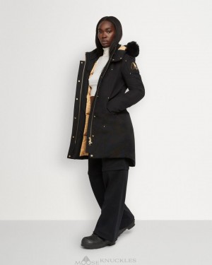Parkas Damskie Moose Knuckles Gold Stirling Parka Shearling Czarne Czarne | RT4205176