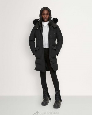 Parkas Damskie Moose Knuckles Onyx Causapscal Parka Czarne Czarne | RF5627403