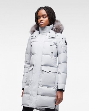 Parkas Damskie Moose Knuckles Onyx Causapscal Parka Gray Birch / Frost Fox Fur | RU0936251