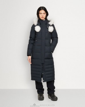 Parkas Damskie Moose Knuckles Original Saskatchewan Parka Fur Granatowe | RC8127504