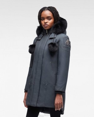 Parkas Damskie Moose Knuckles Original Stirling Parka Fur Czarne | JQ8609142