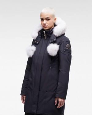 Parkas Damskie Moose Knuckles Original Stirling Parka Fur Granatowe | KH8273190