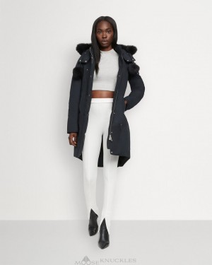 Parkas Damskie Moose Knuckles Original Stirling Parka Shearling Granatowe Czarne | PU3805642