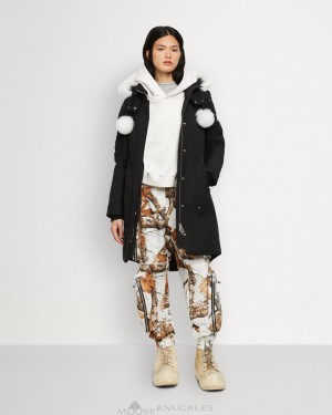 Parkas Damskie Moose Knuckles Original Stirling Parka Shearling Czarne | BS4630892