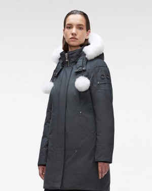 Parkas Damskie Moose Knuckles Original Stirling Parka Shearling Granite / Natural Shearling | UB6054782