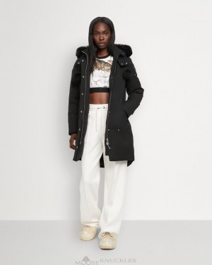 Parkas Damskie Moose Knuckles Original Stirling Parka Shearling Czarne Czarne | KO5184297