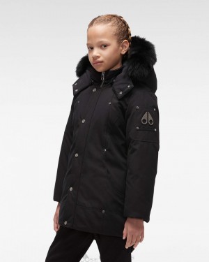 Parkas Dziecięce Moose Knuckles Original Parka Fur Czarne Czarne | SD0947852
