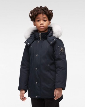 Parkas Dziecięce Moose Knuckles Original Parka Fur Granatowe | UE1947238