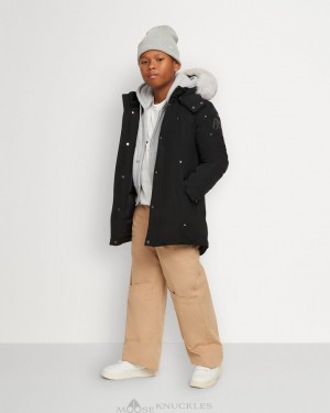 Parkas Dziecięce Moose Knuckles Original Parka Shearling Czarne | KS4820736