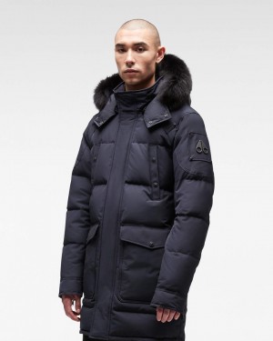 Parkas Męskie Moose Knuckles Onyx Big Ridge Parka Granatowe Czarne | PY9234086