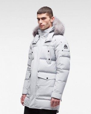 Parkas Męskie Moose Knuckles Onyx Big Ridge Parka Gray Birch / Frost Fox Fur | RW5072946