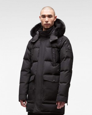Parkas Męskie Moose Knuckles Onyx Big Ridge Parka Czarne Czarne | LK0879451