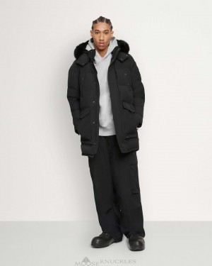 Parkas Męskie Moose Knuckles Onyx Big Ridge Parka Shearling Czarne | NQ9750182