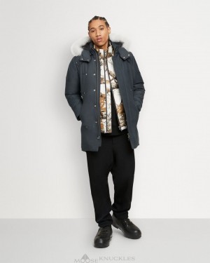 Parkas Męskie Moose Knuckles Original Stirling Parka Fur Granite / Natural Fox Fur | RP5764089