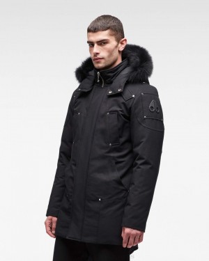 Parkas Męskie Moose Knuckles Original Stirling Parka Fur Czarne Czarne | AE5026918