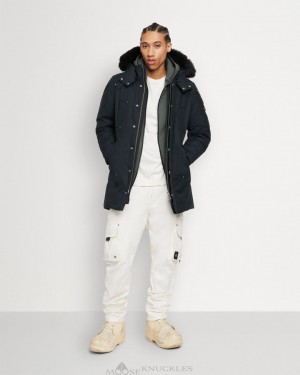 Parkas Męskie Moose Knuckles Original Stirling Parka Shearling Granatowe Czarne | LH7954281