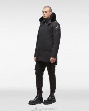 Parkas Męskie Moose Knuckles Original Stirling Parka Shearling Czarne | BS0235764