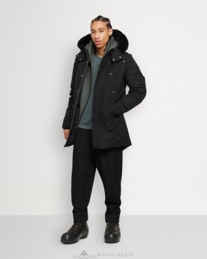 Parkas Męskie Moose Knuckles Original Stirling Parka Shearling Czarne Czarne | UD9572803