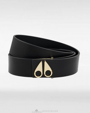 Paski Męskie Moose Knuckles Logo Icon Belt Złote | IO6914720