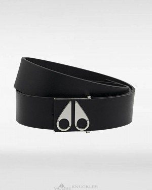 Paski Męskie Moose Knuckles Logo Icon Belt Srebrne | DV4872510