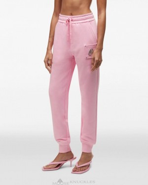 Portki Damskie Moose Knuckles Brooklyn Jogger Różowe | NI6208459