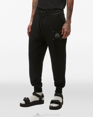 Portki Męskie Moose Knuckles Brooklyn Jogger Czarne | RY0297148