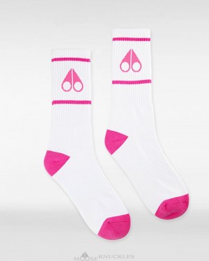Skarpetki Męskie Moose Knuckles Logo Icon Socks Białe Różowe | SN1307689