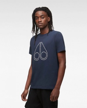 Tees Męskie Moose Knuckles Gerrard Tee Granatowe | JA9405361
