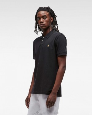 Tees Męskie Moose Knuckles Pique Gold Polo Czarne | OE1532640