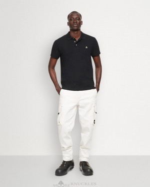 Tees Męskie Moose Knuckles Pique Polo Czarne | NR3471659