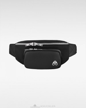 Torby Męskie Moose Knuckles Logo Hip Pouch Czarne | TC4701983