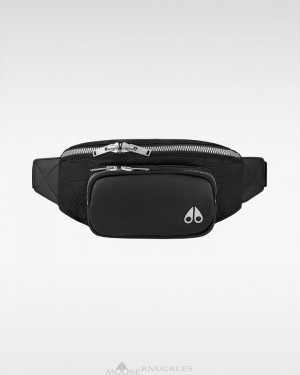 Torby Męskie Moose Knuckles Logo Hip Pouch Czarne | MO4670581