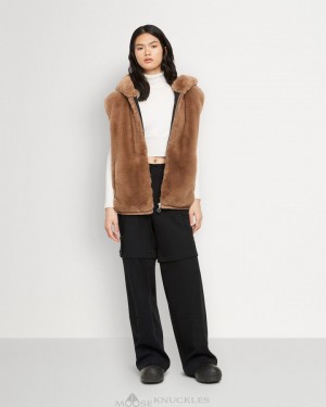 Vests Damskie Moose Knuckles State Bunny Vest Wood Smoke | KN5406972